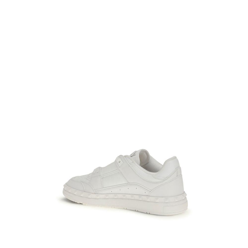 Valentino Garavani Calf Leather Bos Taurus Low-Top Sneakers in White