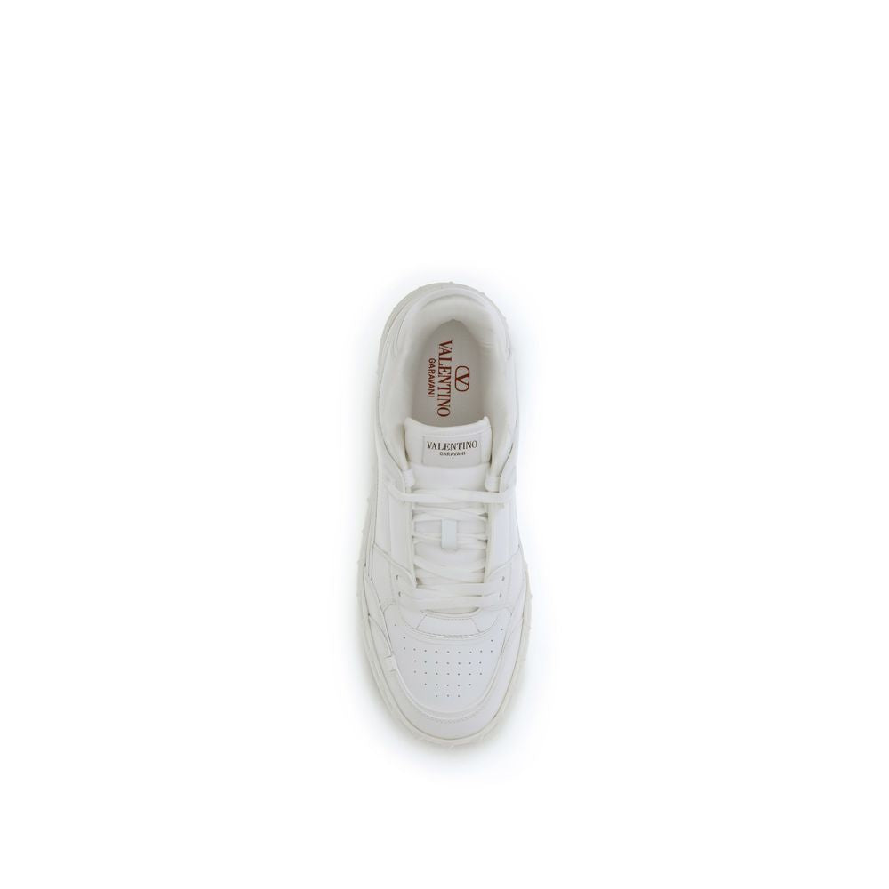 Valentino Garavani Calf Leather Bos Taurus Low-Top Sneakers in White