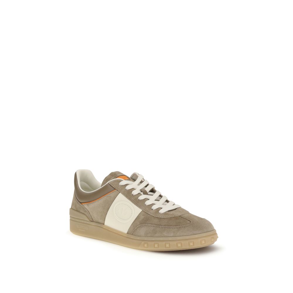 Valentino Garavani Beige Calf Leather Low Top Sneakers