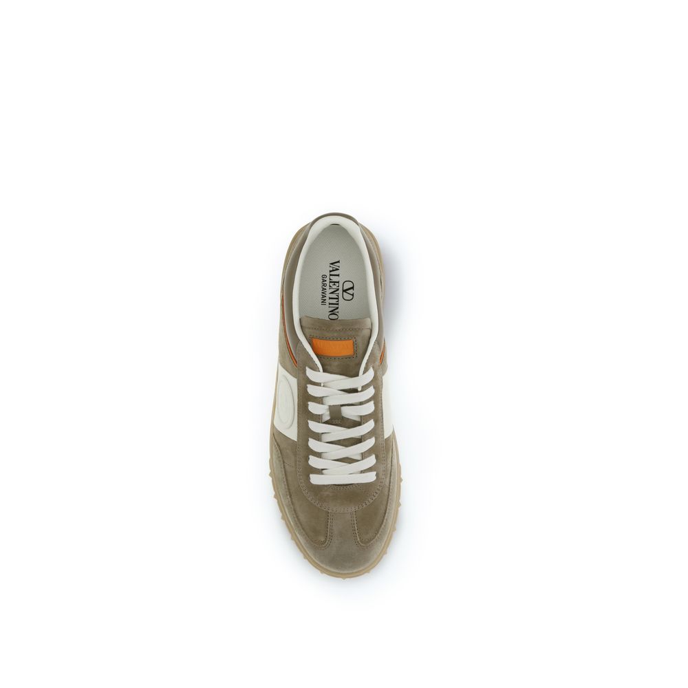 Valentino Garavani Calf Leather Low Top Sneakers in Beige