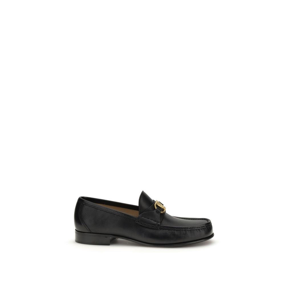 Valentino Garavani Black Calf Leather Slip-On Loafers mens luxury fashion - Mens Edit