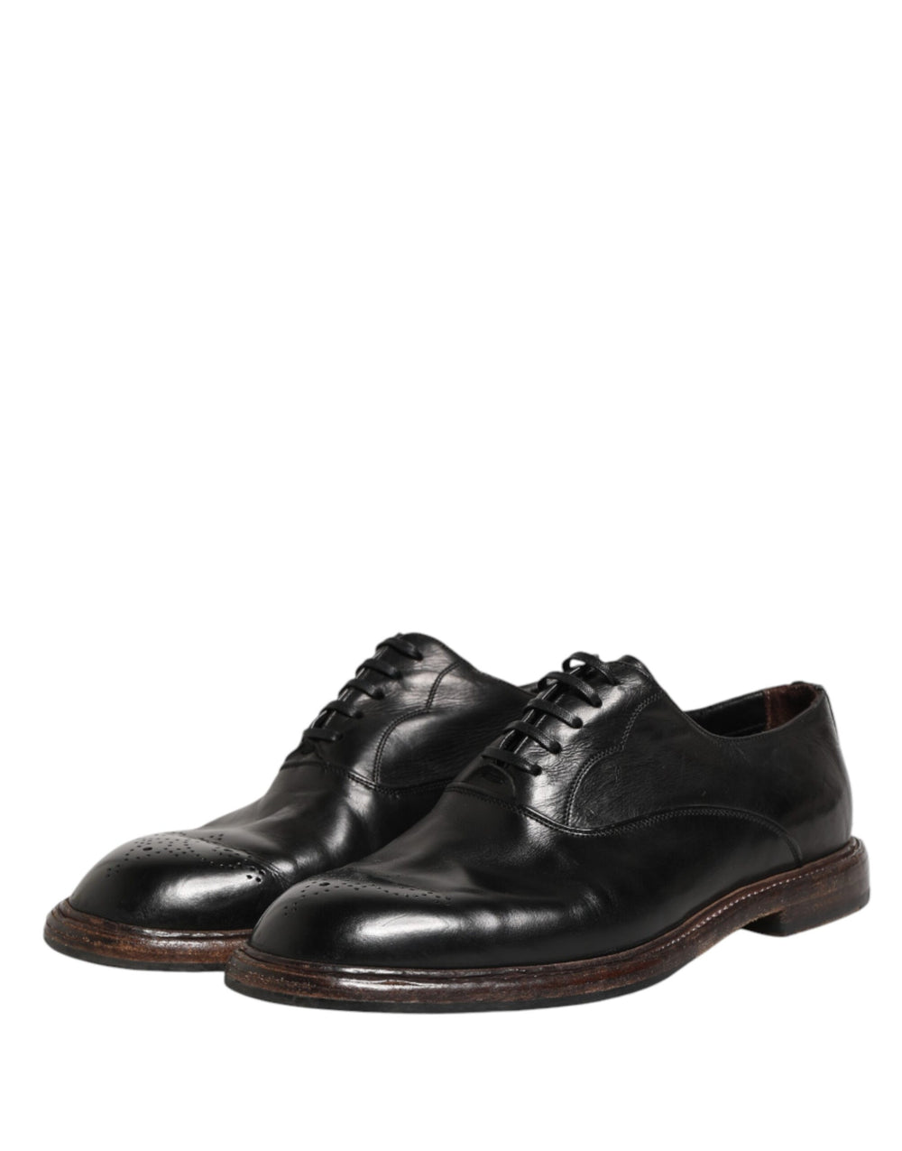 Dolce & Gabbana Calfskin Leather Oxford Shoes in Black