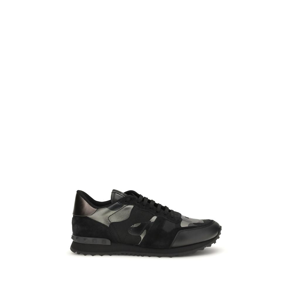 Valentino Garavani Black Calf Leather Athletic Sneakers mens luxury fashion - Mens Edit