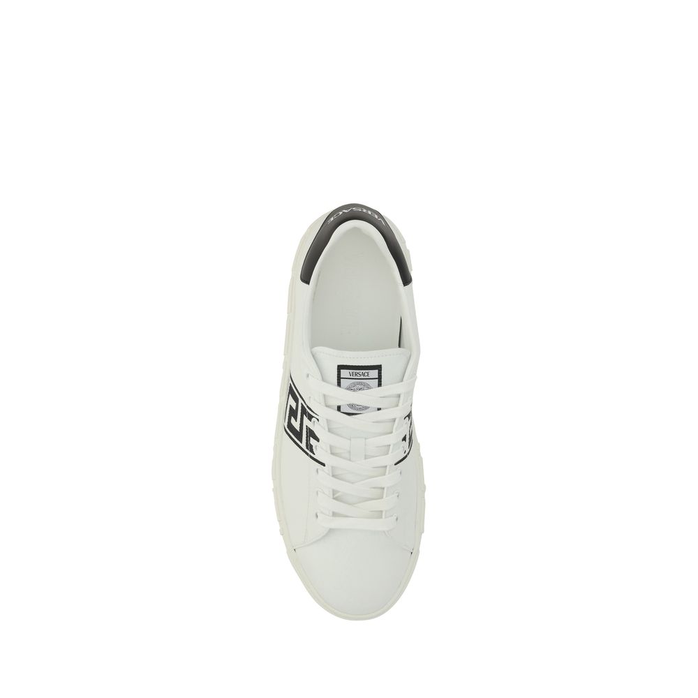 Versace Calf Leather Low Top Sneakers in White