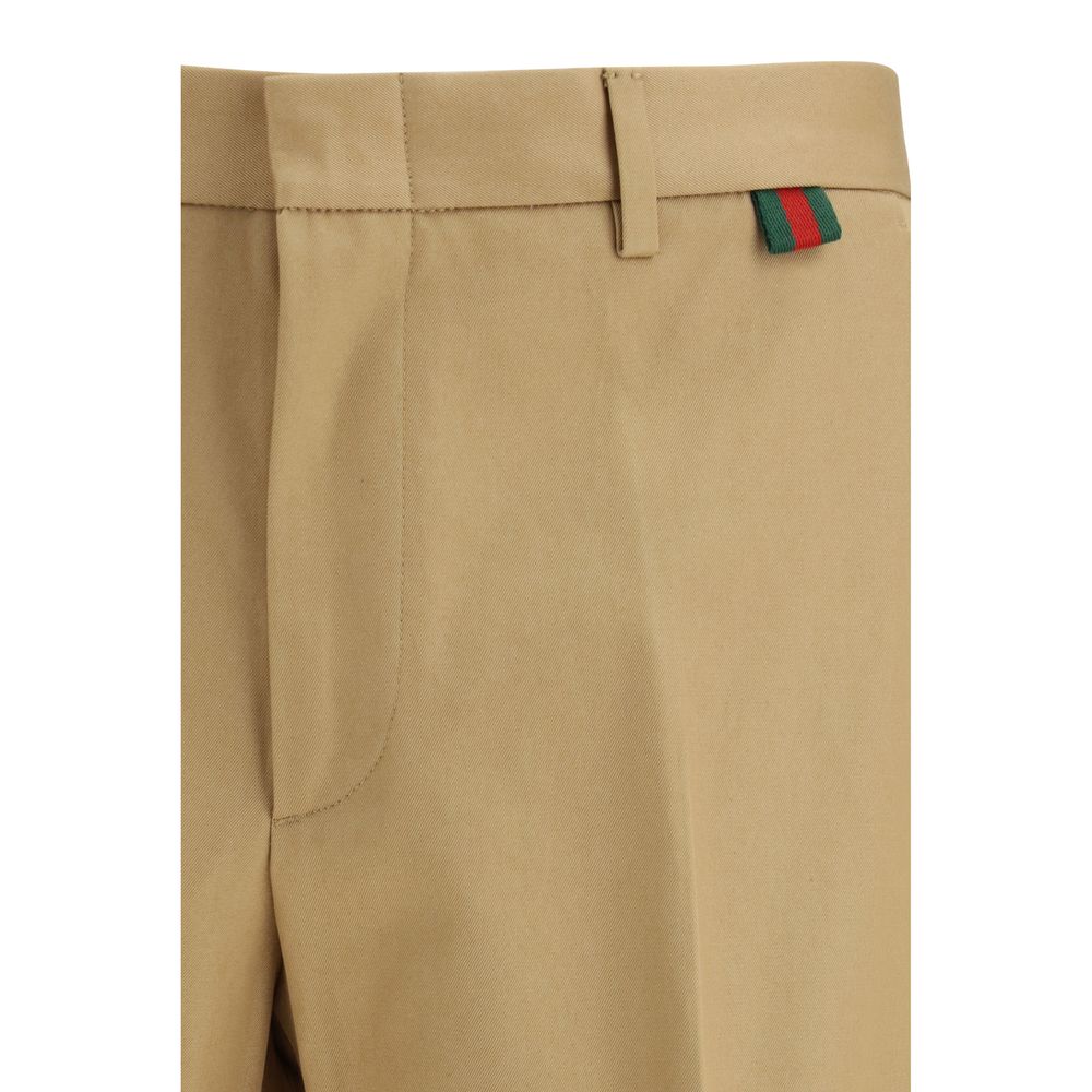 Gucci 100% Cotton Trousers in Beige