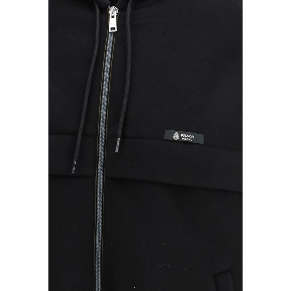 Prada Polyester Shell Jacket with Raglan Sleeves in Black