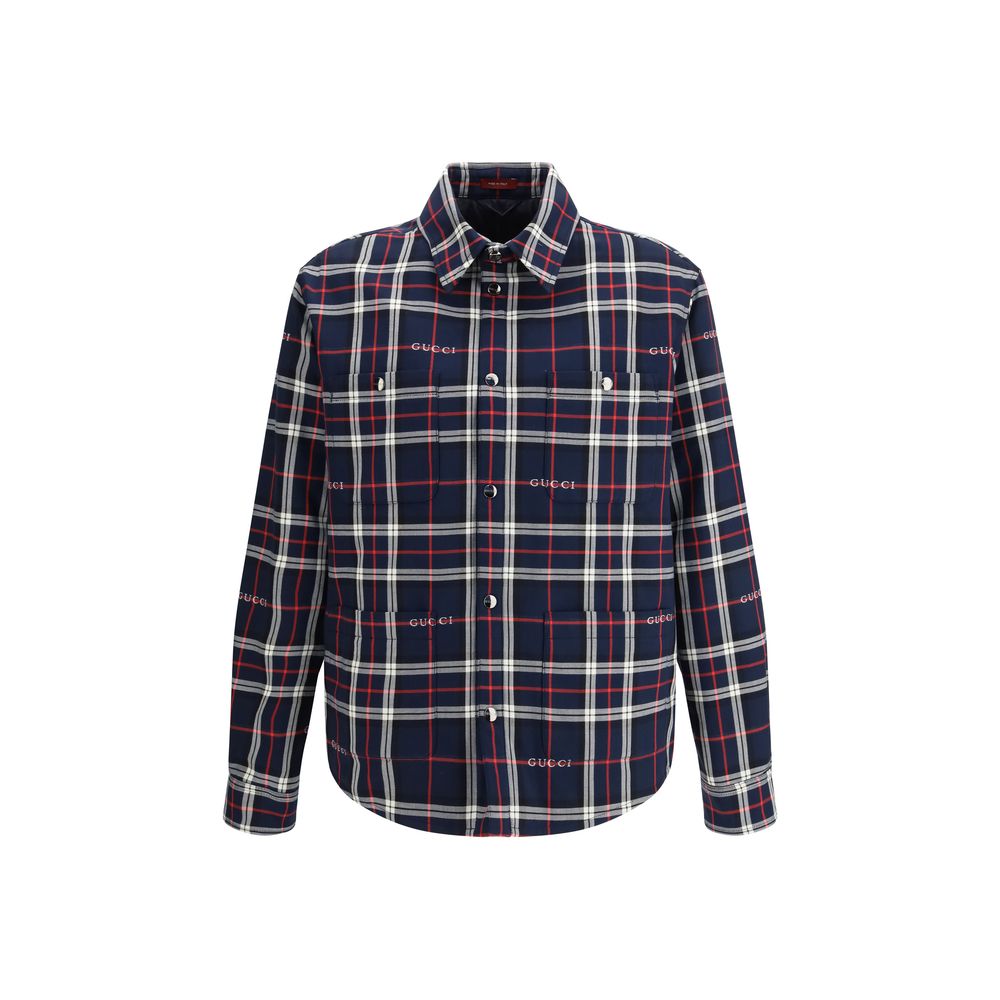 Gucci Cotton Jacquard Shirt-Jacket in Blue