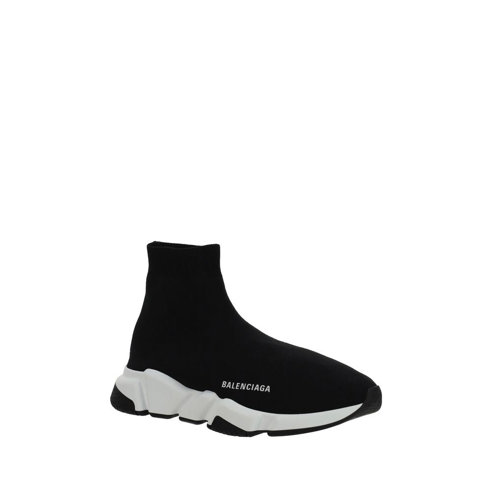 Balenciaga Speed Recycled Polyester Ribbed Sneakers in Black