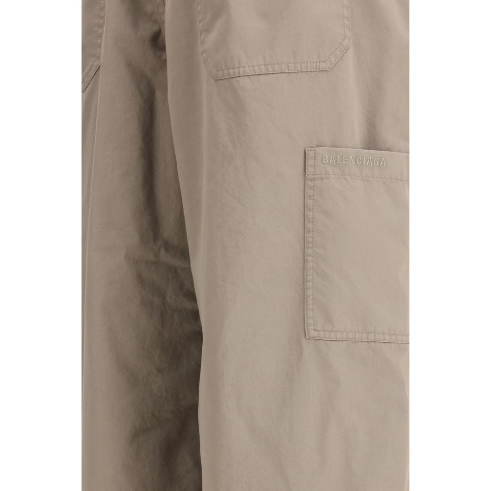Balenciaga Cotton Workwear Trousers in Beige