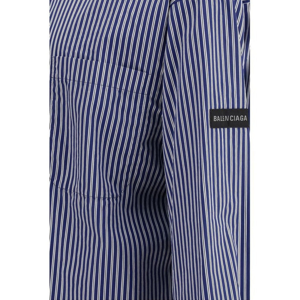 Balenciaga Cotton-Nylon Poplin Embroidered Shirt in Blue