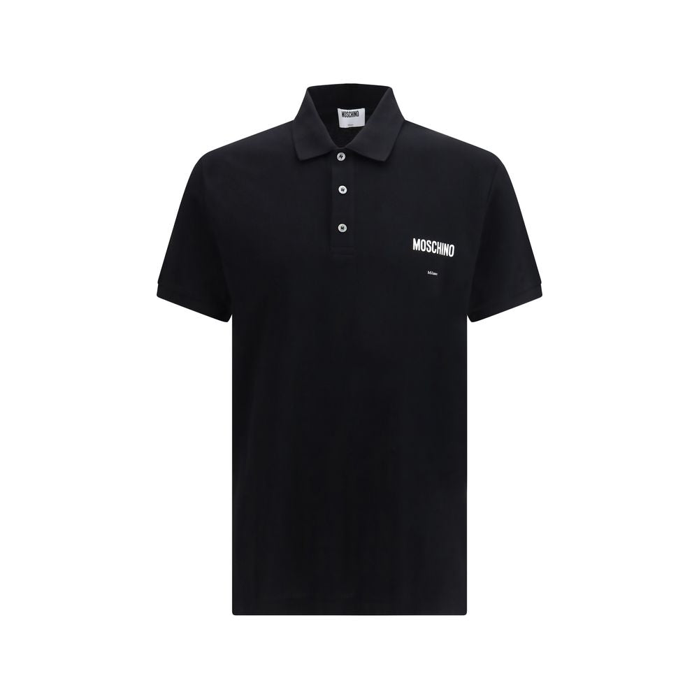 Moschino Black Cotton Polo Shirt Embroidered Logo mens luxury fashion - Mens Edit