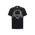 Moschino Black Cotton T-Shirt Embroidered Organic mens luxury fashion - Mens Edit