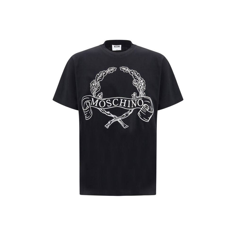 Moschino Black Cotton T-Shirt Embroidered Organic mens luxury fashion - Mens Edit