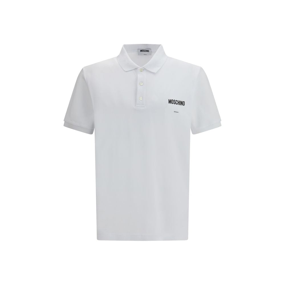 Moschino White Cotton Polo Shirt Embroidered mens luxury fashion - Mens Edit