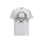 Moschino White Cotton T-Shirt Embroidered Laurel Crown mens luxury fashion - Mens Edit