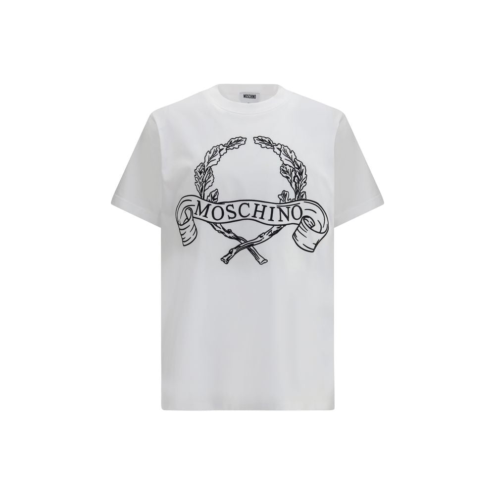 Moschino White Cotton T-Shirt Embroidered Laurel Crown mens luxury fashion - Mens Edit