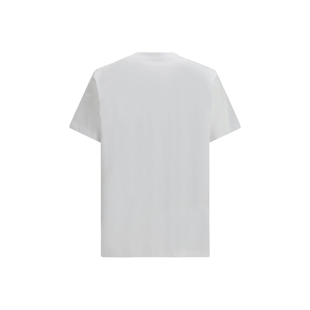 Moschino White Cotton T-Shirt with Embroidered Laurel Crown
