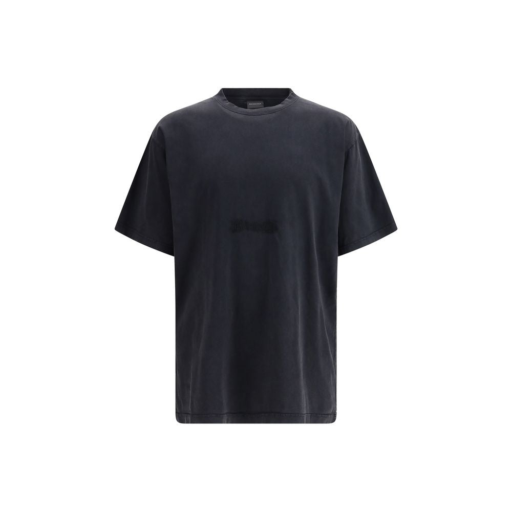 Balenciaga Black Cotton T-Shirt Embroidered Logo mens luxury fashion - Mens Edit