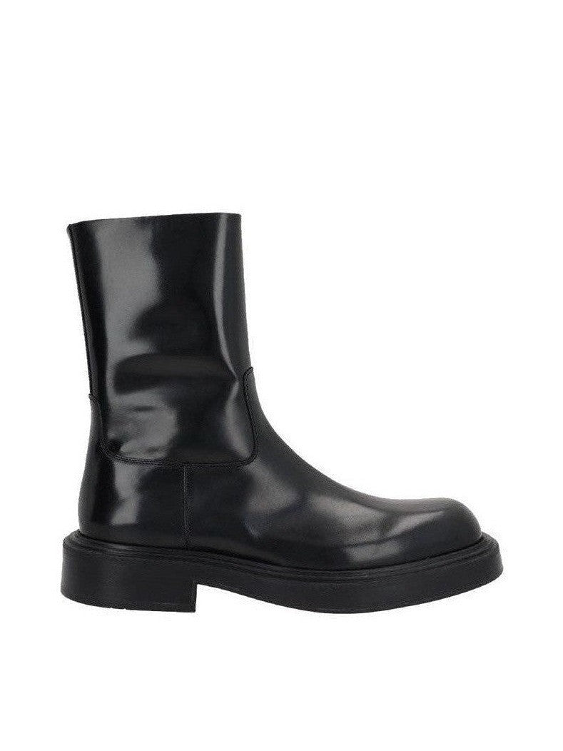 Salvatore Ferragamo Ankle Boots Calfskin Leather Exterior Side Zip Closure Rounded Toe Design