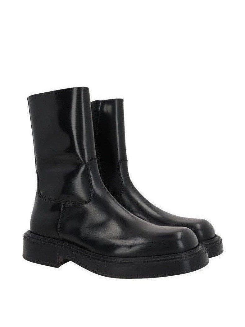 Salvatore Ferragamo Ankle Boots Calfskin Leather Exterior Side Zip Closure Rounded Toe Design