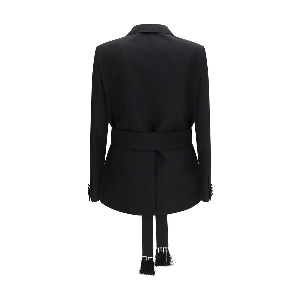 Valentino Wool Double-Breasted Blazer in Black