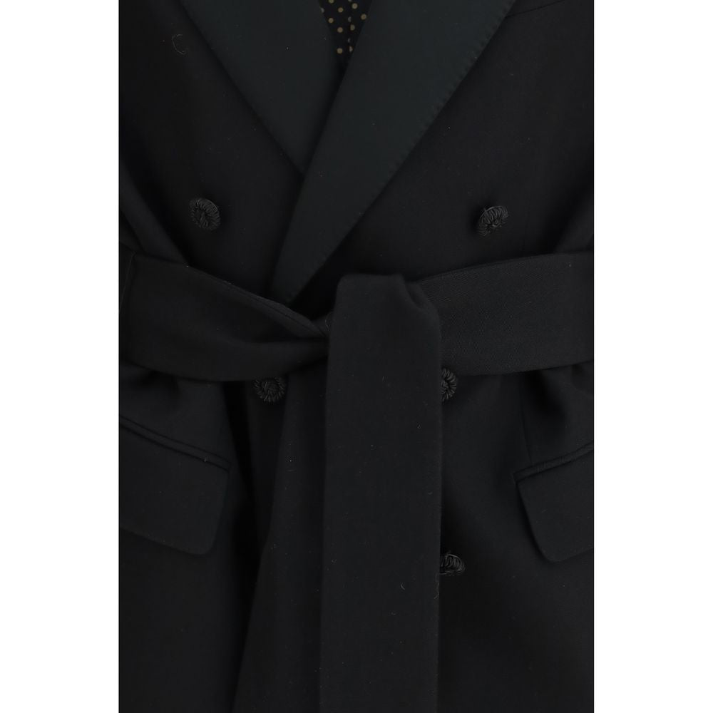 Valentino Wool Double-Breasted Blazer in Black