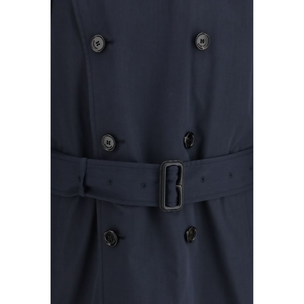 Burberry Polyester-Cotton Trench Coat in Blue