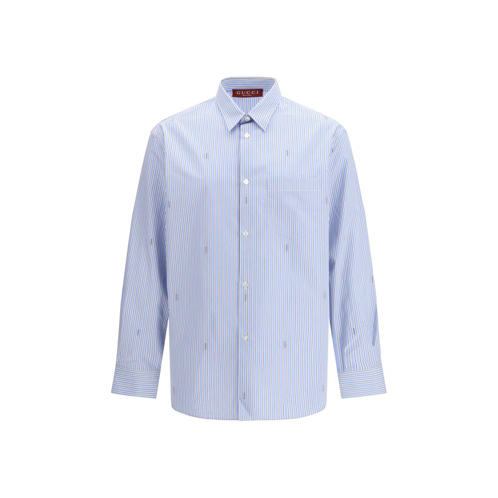 Gucci Cotton Poplin Striped Shirt in Blue