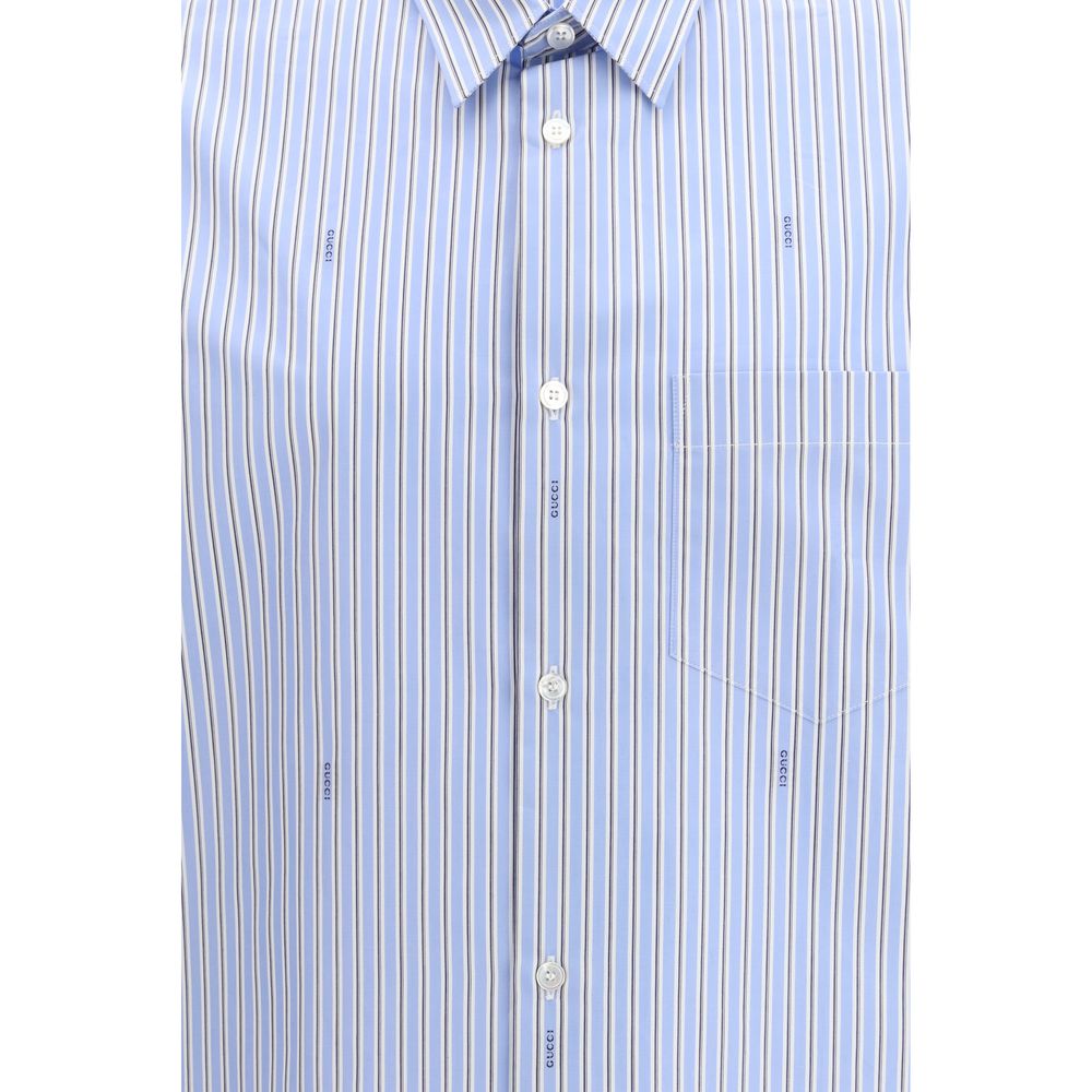 Gucci Cotton Poplin Striped Shirt in Blue