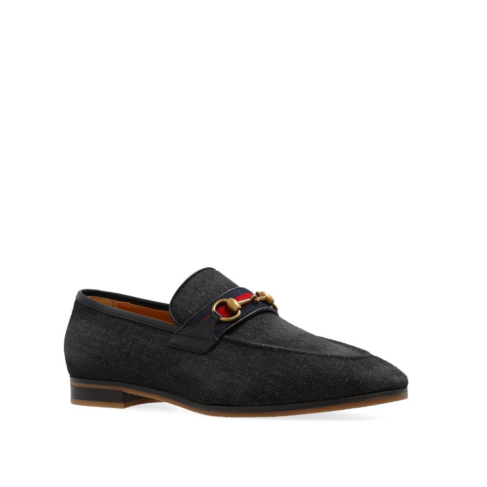 Gucci Slip-On Horsebit Loafers από ύφασμα σε Μαύρο