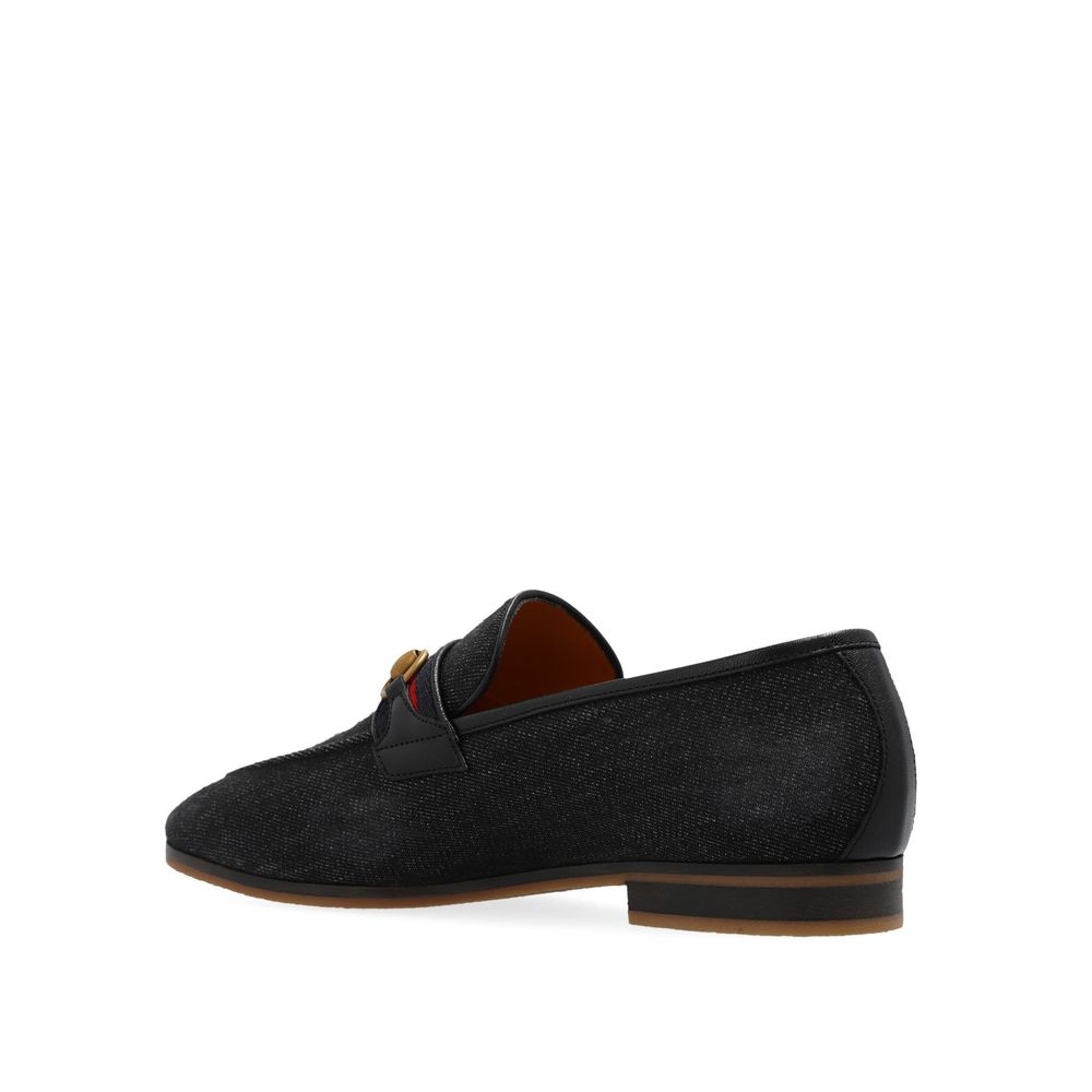 Gucci Slip-On Horsebit Loafers από ύφασμα σε Μαύρο