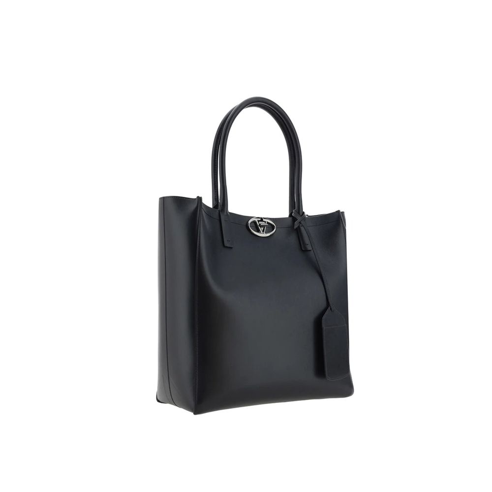 Valentino Garavani Calfskin Tote Bag with Twist-Lock Closure