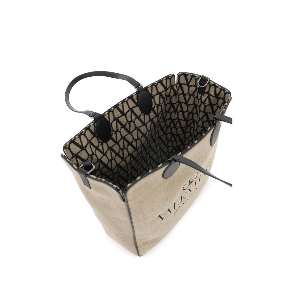 Valentino Garavani Tote Bag από 100% μαλλί σε Μπεζ