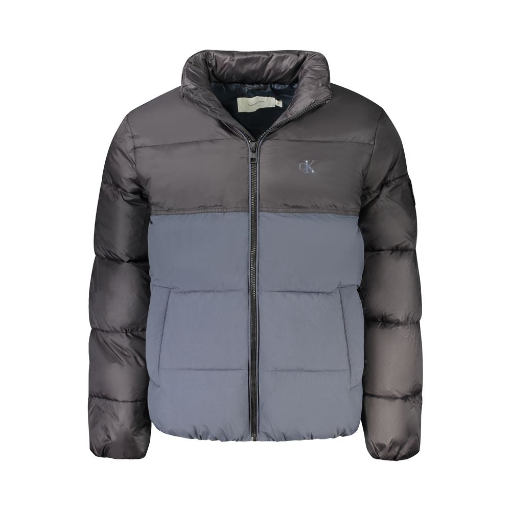 Blue Polyester Men's Jacket mens luxury fashion - Mens Edit