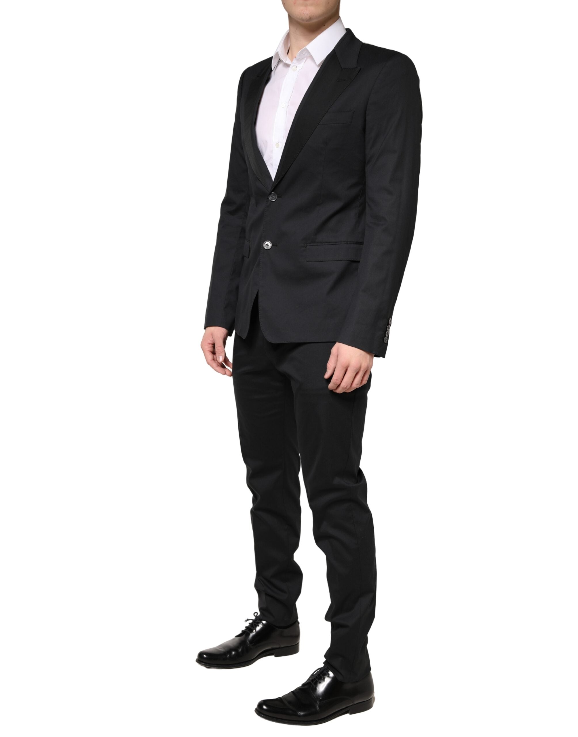 Black Cotton Single Breasted 2 Piece Suit mens luxury fashion - Mens Edit