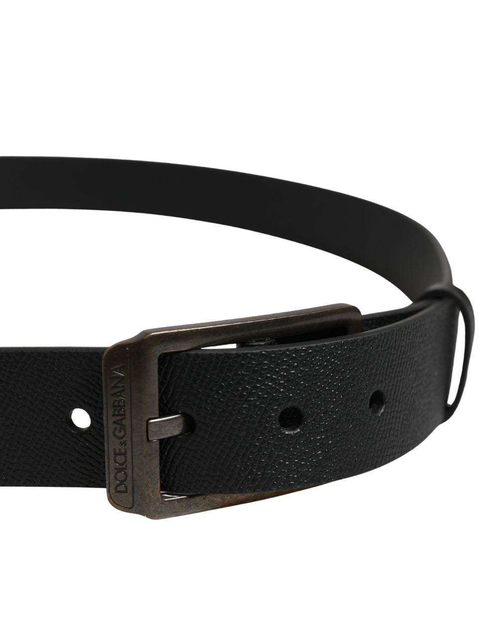Dolce & Gabbana Calf Leather Belt with Gold-Tone Buckle in Black