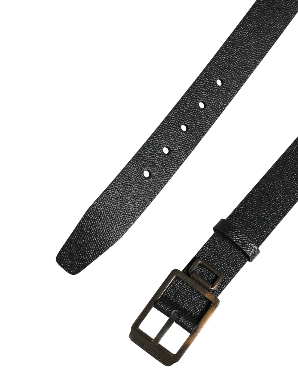 Dolce & Gabbana Calf Leather Belt with Gold-Tone Buckle in Black
