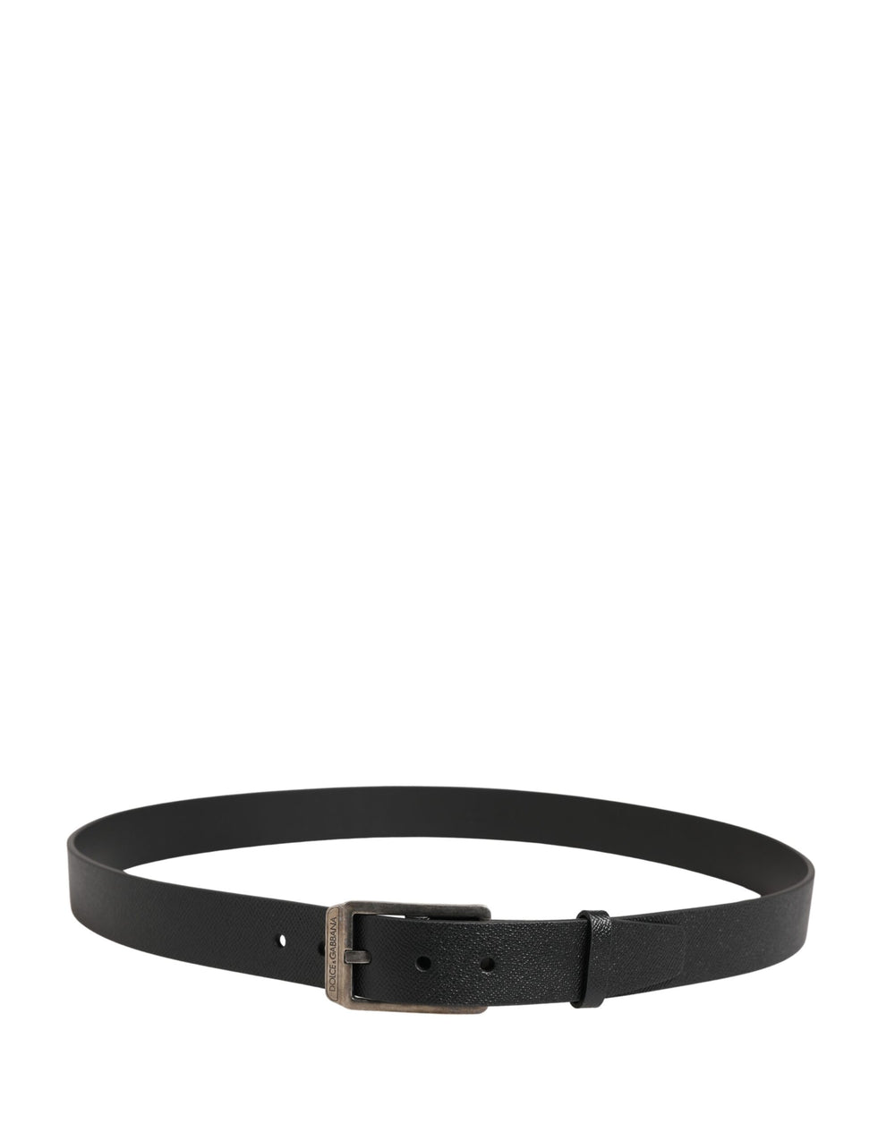 Dolce & Gabbana Calf Leather Belt with Silver-Tone Buckle in Black