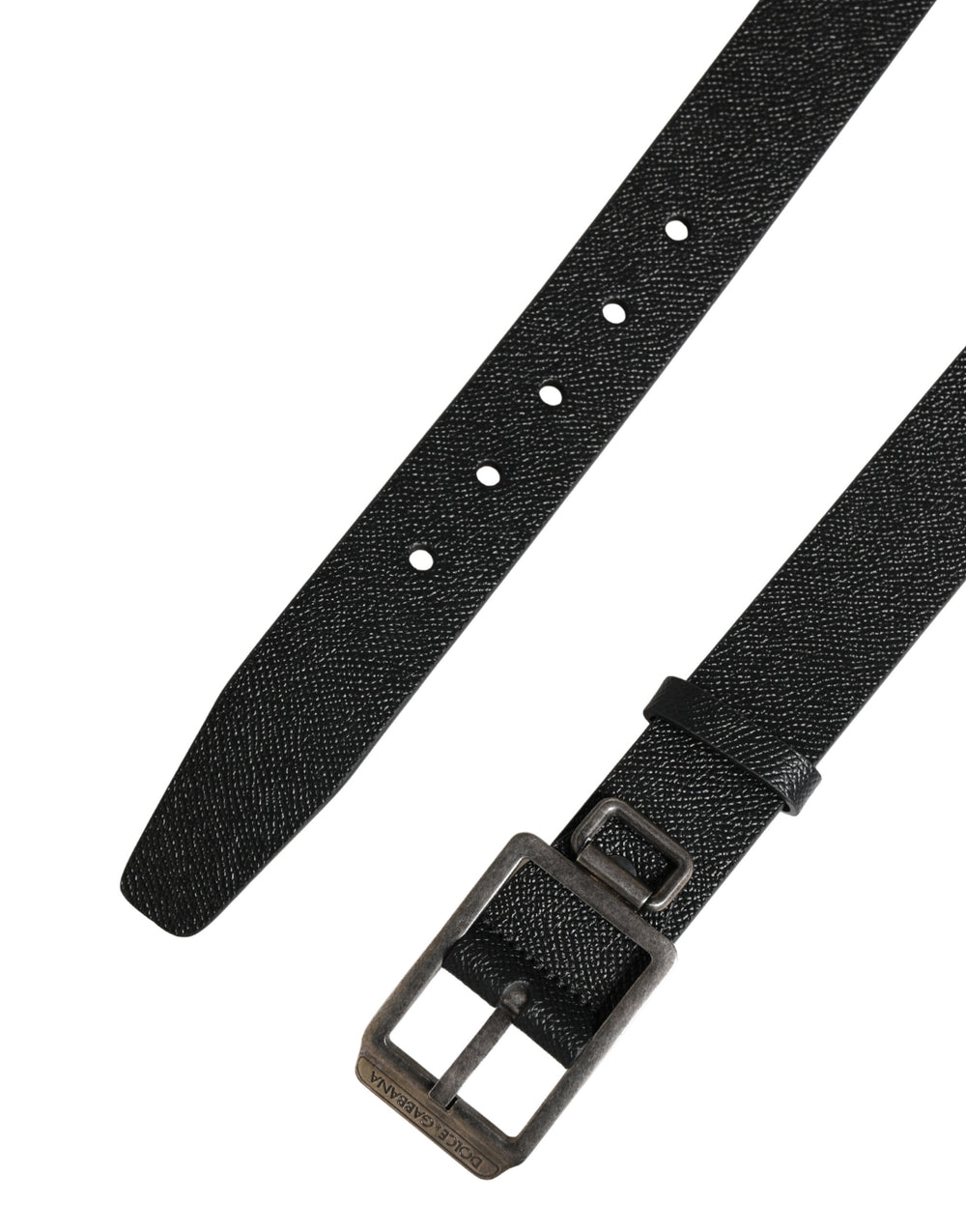 Dolce & Gabbana Calf Leather Belt with Silver-Tone Buckle in Black