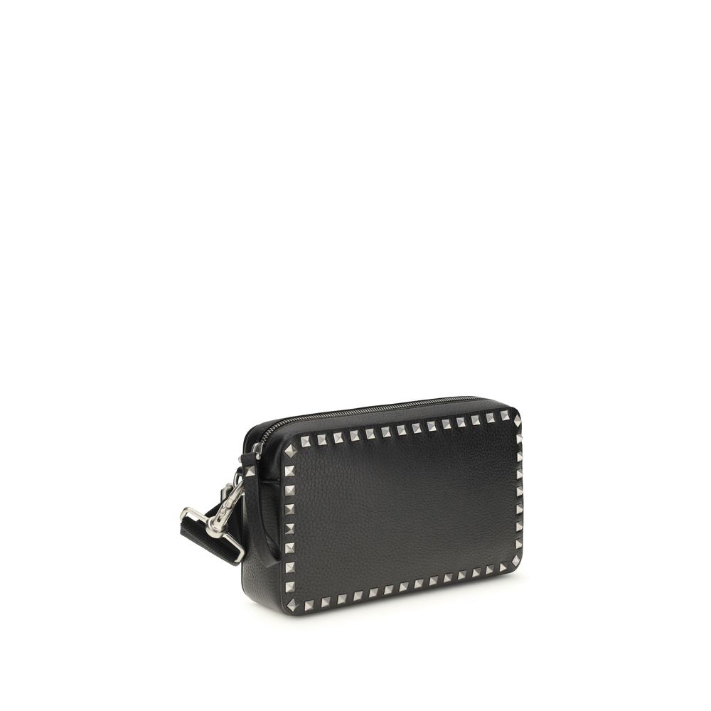 Valentino Garavani 100% Calf Leather Rockstud Shoulder Bag in Black