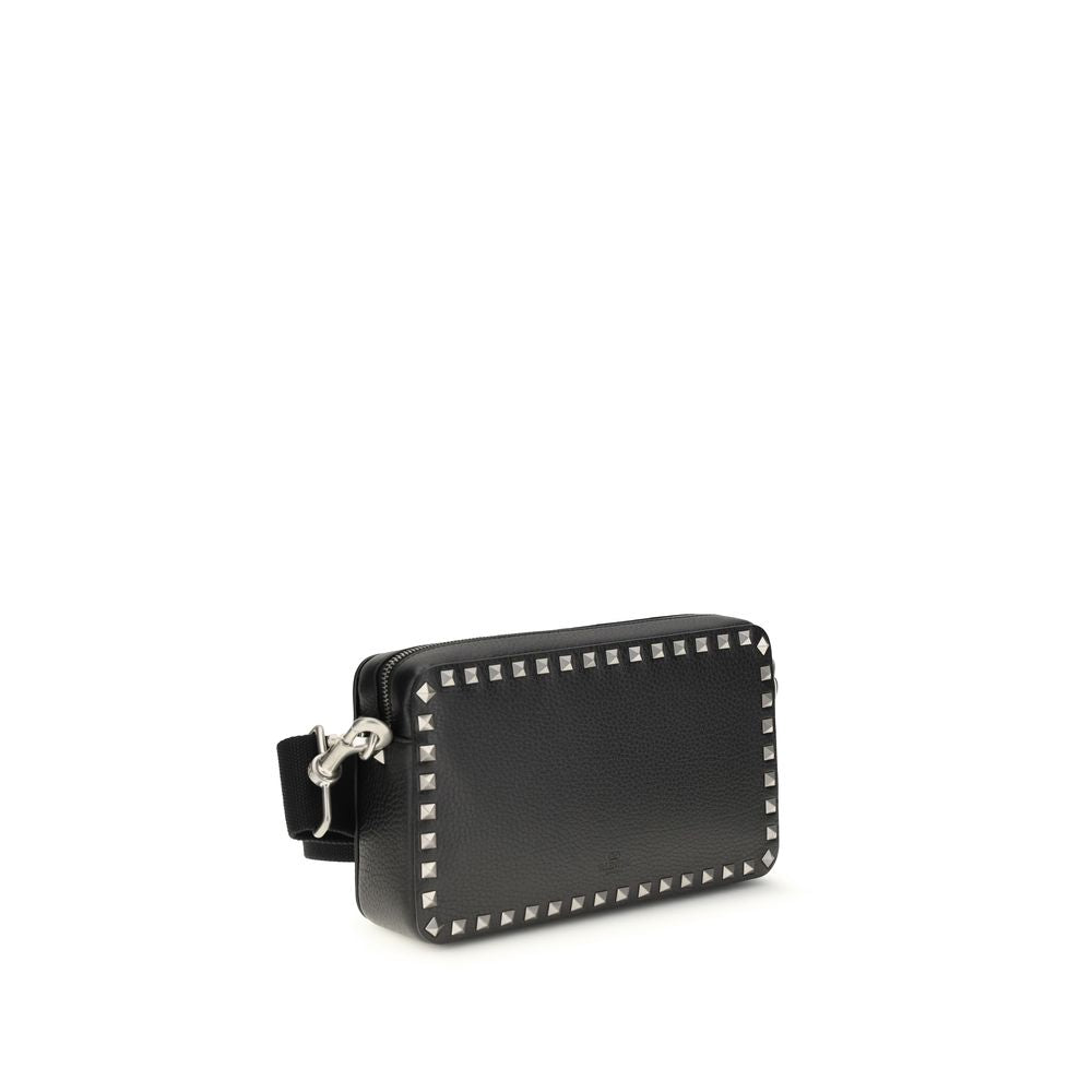 Valentino Garavani 100% Calf Leather Rockstud Shoulder Bag in Black