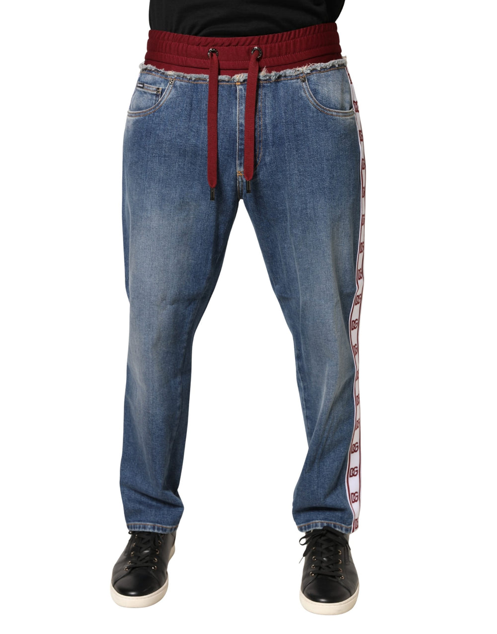 Dolce & Gabbana Cotton Blend Straight Denim Jeans in Blue