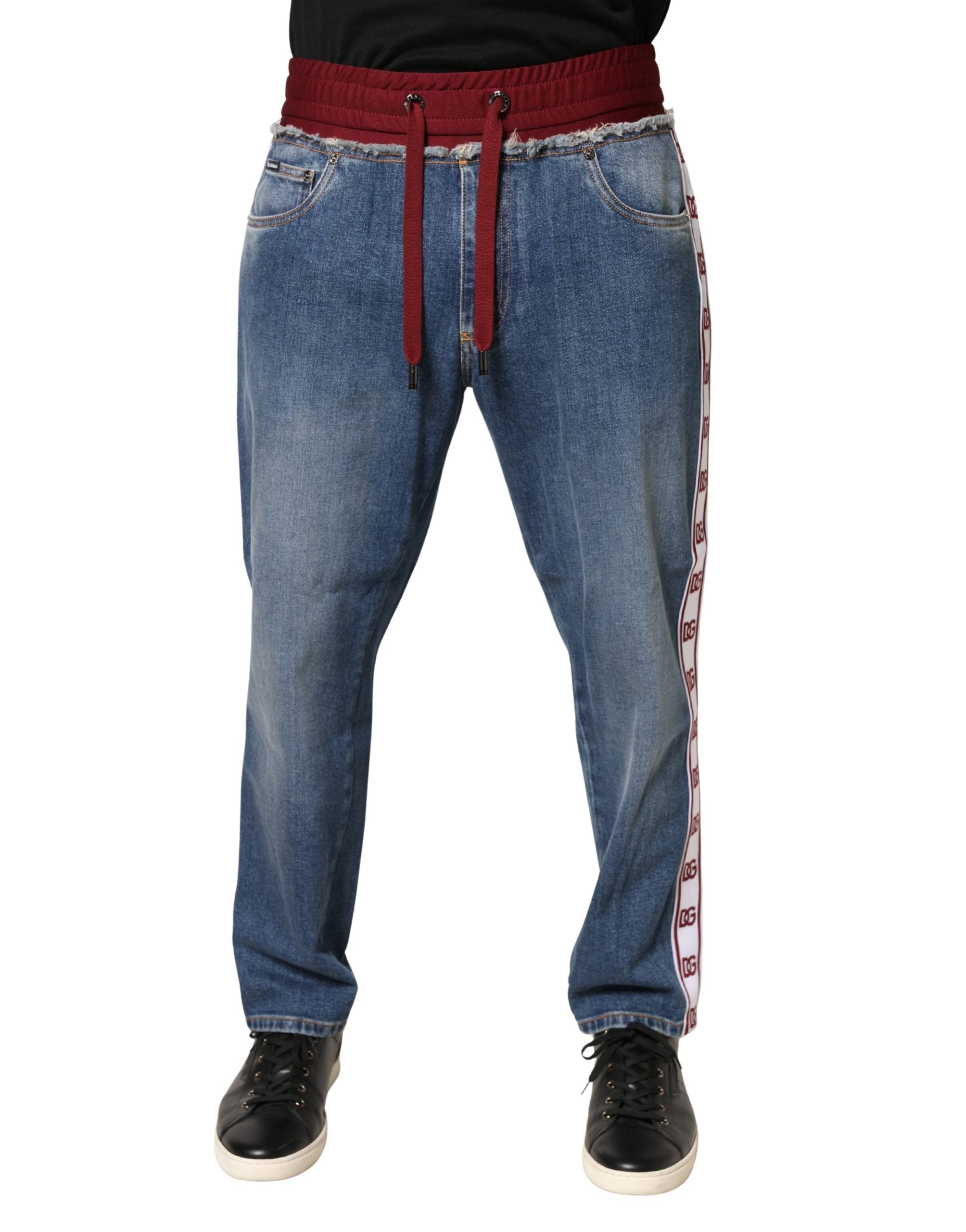 Dolce & Gabbana Cotton Blend Straight Denim Jeans in Blue