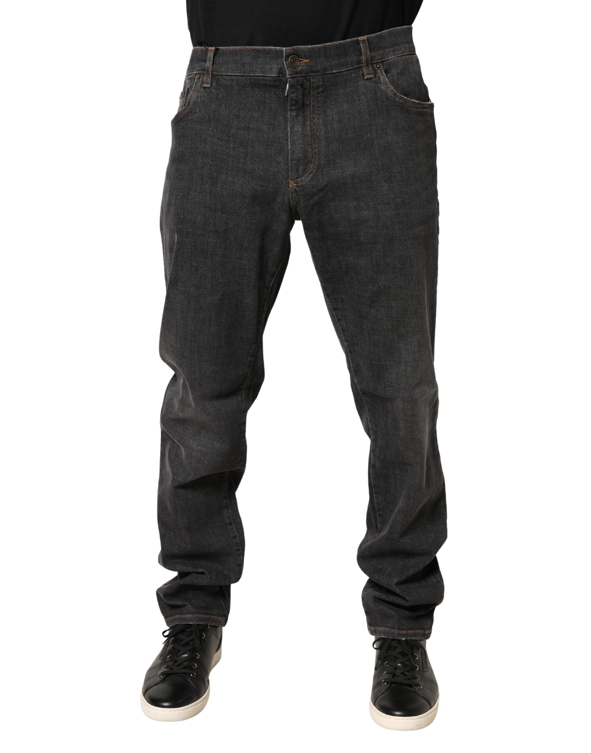 Dark Gray Slim Fit Cotton Men Denim Jeans mens luxury fashion - Mens Edit