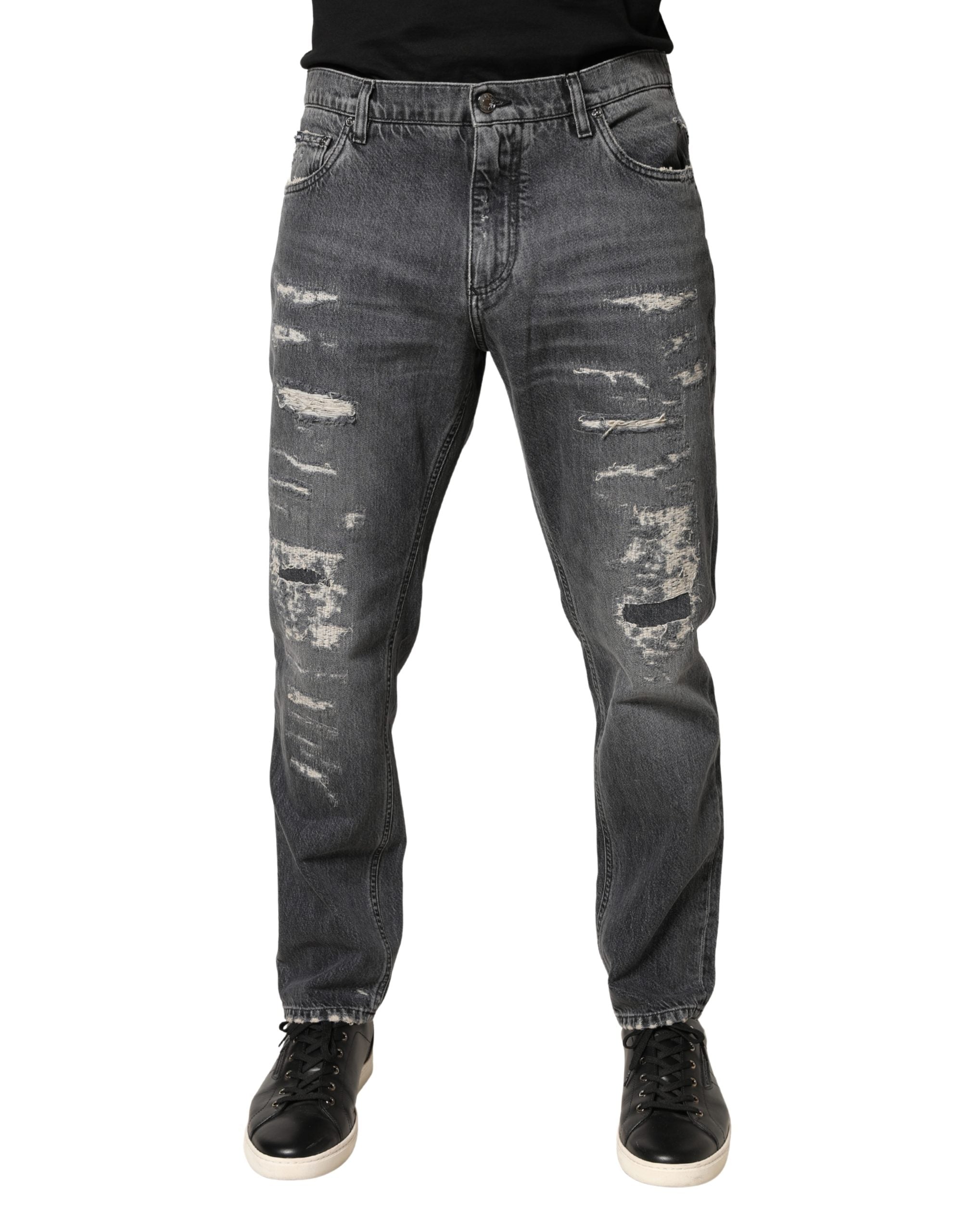 Dolce & Gabbana Cotton Loose Denim Jeans in Dark Grey