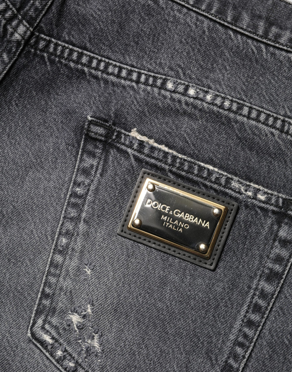 Dolce & Gabbana Cotton Loose Denim Jeans in Dark Grey