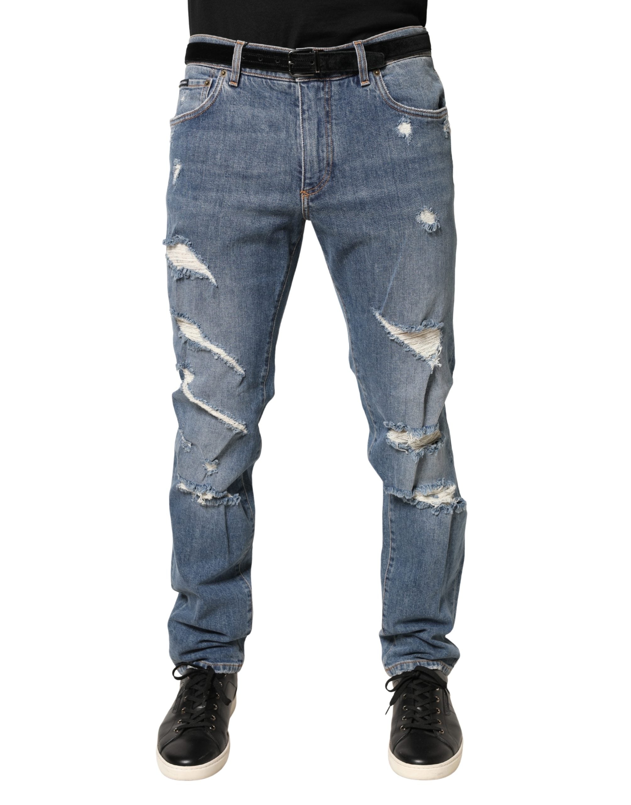 Dolce & Gabbana Slim Fit Cotton Denim Jeans in Blue