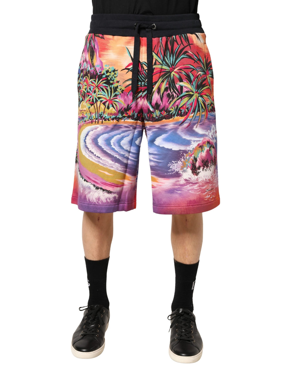 Dolce & Gabbana Graphic Print Cotton Bermuda Shorts in Multicolor