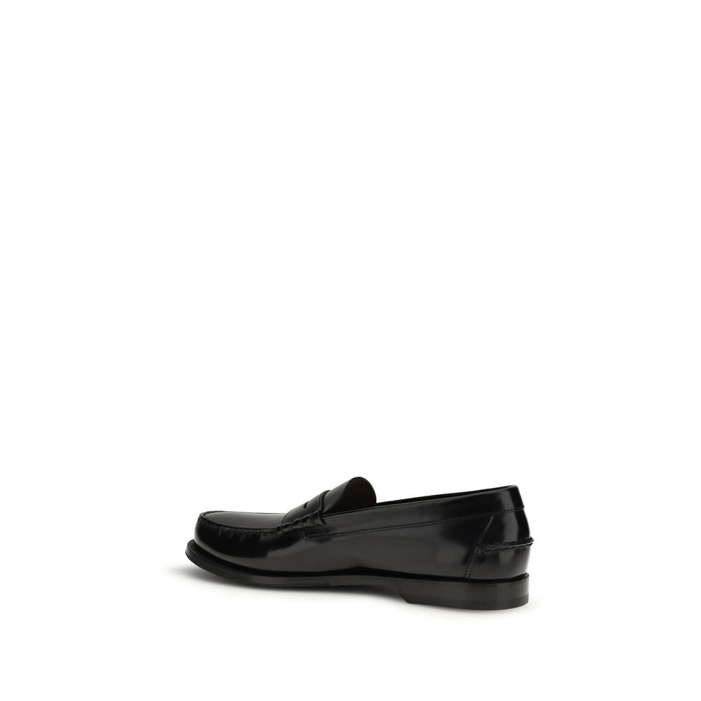 Prada Brushed Calf Leather Slip-On Loafers in Black