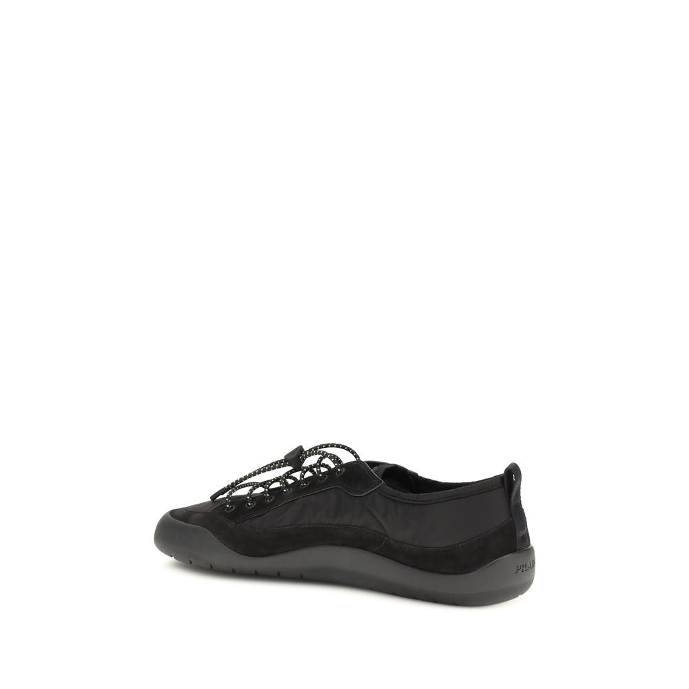 Prada Recycled Polyamide and Calf Leather Sneakers in Black